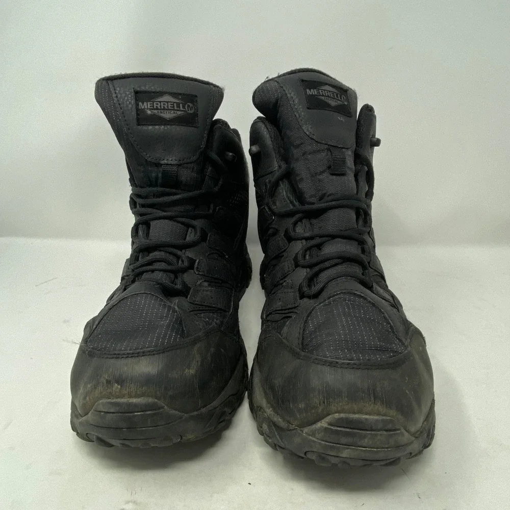 Merrell Tactical Moab 2 Mid Waterproof Boots Mens 13 Black J15853 Vibram Hiking